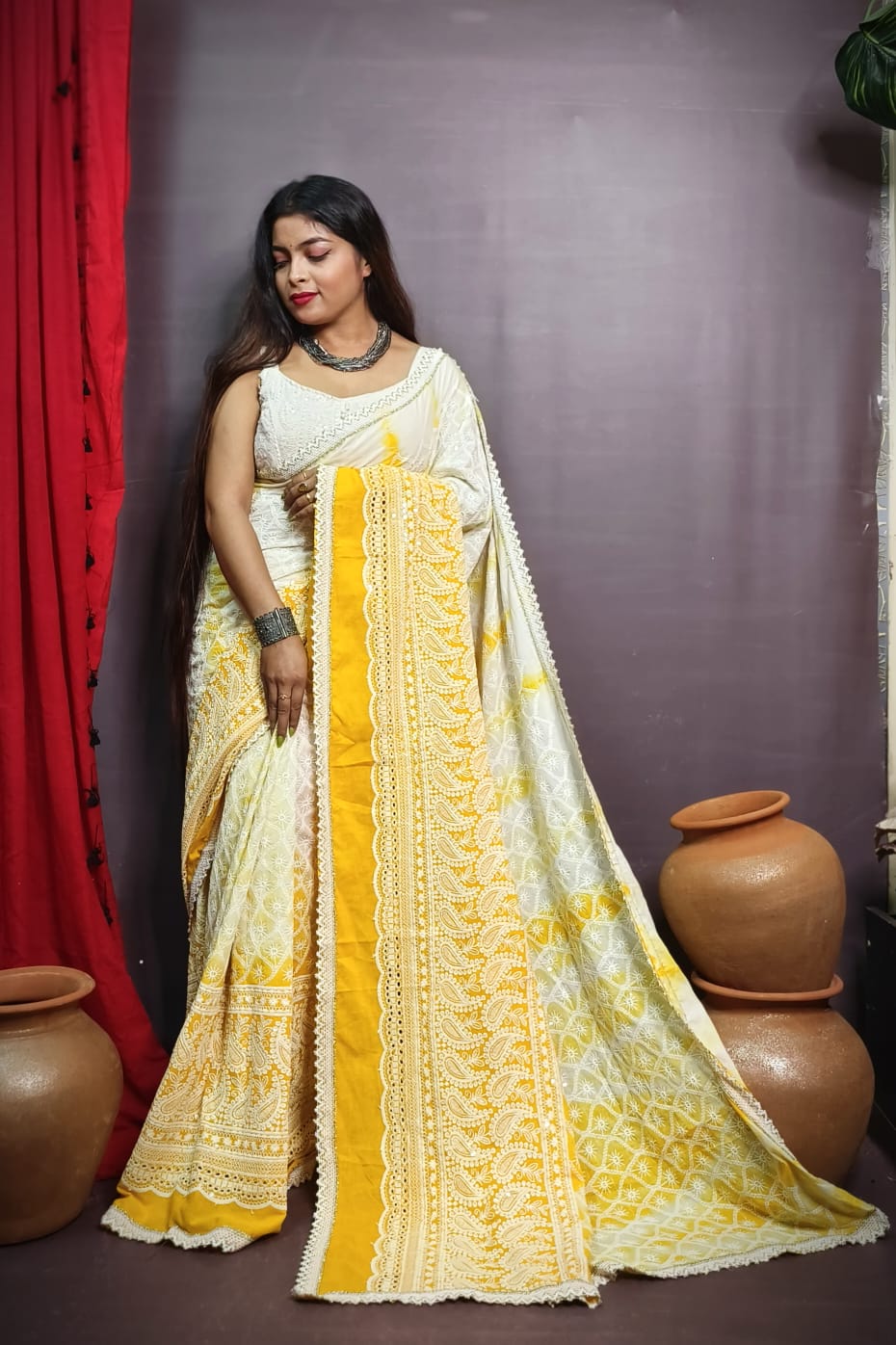 Lucknow Chikenkari Saree